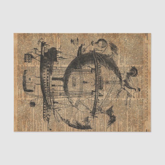 Viktorianische Steampunk Fliegen-Maschine Seidenpapier (Vorderseite)