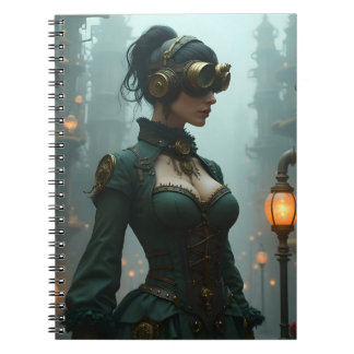 Viktorianische Steampunk-Frau in grün Notizblock