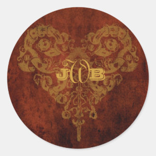 Viktorianische Steampunk Gears Heftmonogramm Runder Aufkleber