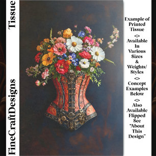 Viktorianische Steampunk-Korsett-Blumen DF5L Decou Seidenpapier