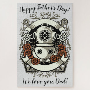 Viktorianische Steampunk-Tiefseetaucher-Rote Rosen