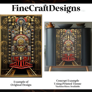 Viktorianische Steampunk Zugmaschine G8 Decoupage Seidenpapier