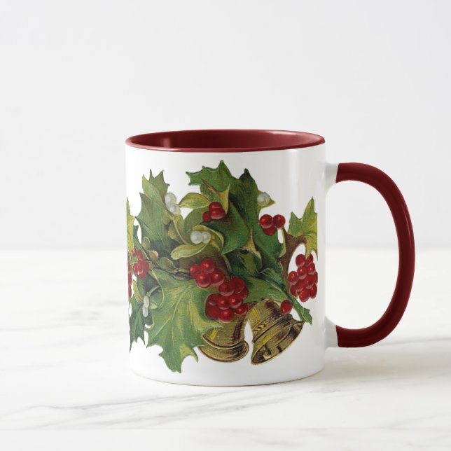 Viktorianische Stechpalmen-WeihnachtsTasse Tasse (Rechts)