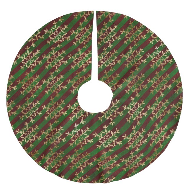 Viktorianische Streifen und Schneeflocken Polyester Weihnachtsbaumdecke (Vorderseite)