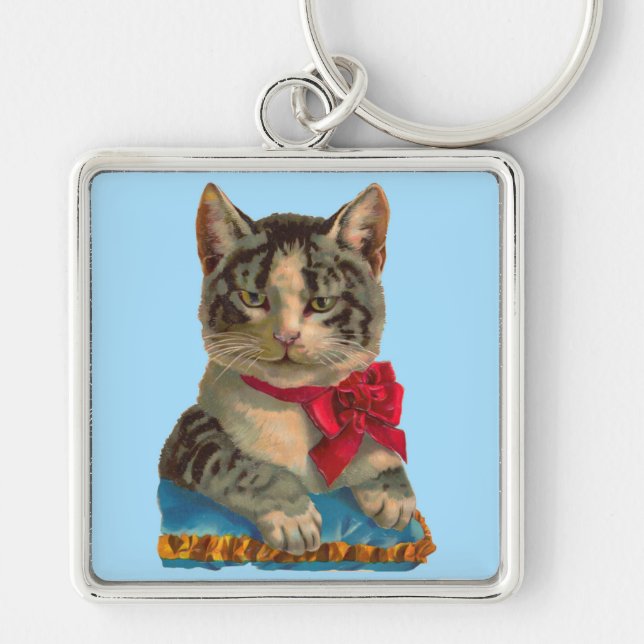 Viktorianische Tablet-Katze Schlüsselanhänger (Vorne)