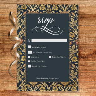 Viktorianische Tapestry William Morris Floral Wedd RSVP Karte