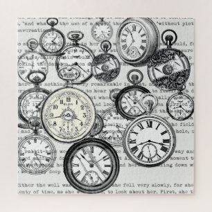 Viktorianische Taschenuhr Collage Alice Wunderland