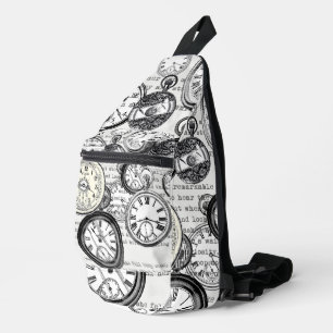 Viktorianische Taschenuhr Collage Alice Wunderland Crossbody Bag
