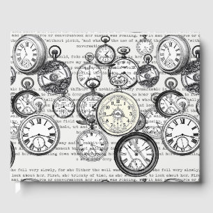 Viktorianische Taschenuhr Collage Alice Wunderland Gästebuch
