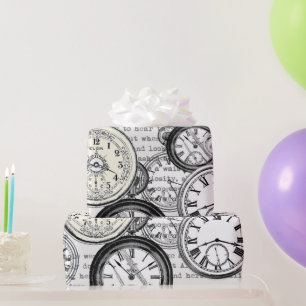 Viktorianische Taschenuhr Collage Alice Wunderland Geschenkpapier