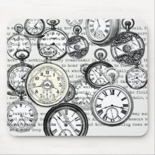 Viktorianische Taschenuhr Collage Alice Wunderland Mousepad