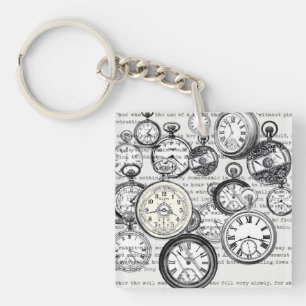 Viktorianische Taschenuhr Collage Alice Wunderland Schlüsselanhänger