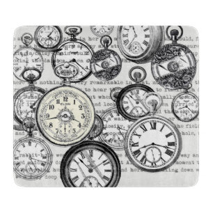 Viktorianische Taschenuhr Collage Alice Wunderland Schneidebrett