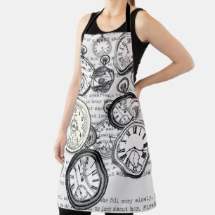 Viktorianische Taschenuhr Collage Alice Wunderland Schürze