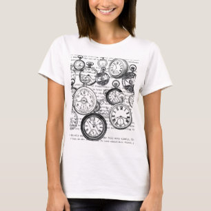 Viktorianische Taschenuhr Collage Alice Wunderland T-Shirt