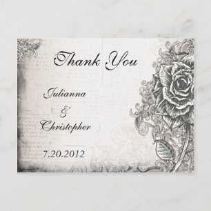 Viktorianische Tattoo Rose Vielen Dank Hochzeit Po Postkarte