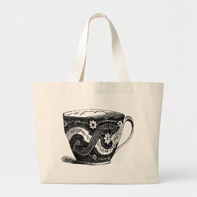 Viktorianische Tea Cup-Tasche Jumbo Stoffbeutel (Vorne)