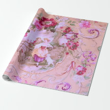 Viktorianische Toile im Rokoko-Stil, floral, rosa,