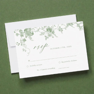 Viktorianische Toileisage Grüne Blumenhochzeit RSVP Karte