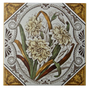 Viktorianische Transferware-Tile der 1880er Jahre Fliese