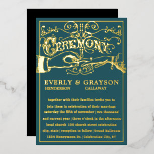 Viktorianische Typografie I Do Goldene Hochzeit Folieneinladung