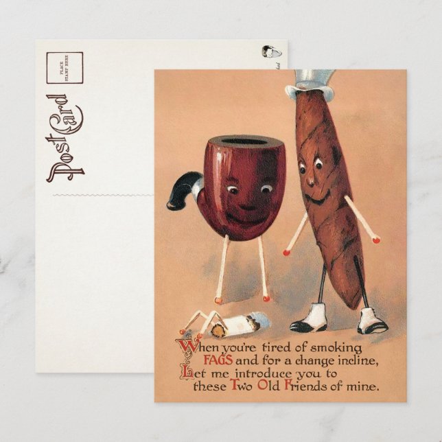 Viktorianische ungerade Rauchen Postkarte  (Vorne/Hinten)