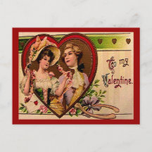 Viktorianische Valentinskarte Pärchen Postkarte