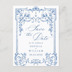 Viktorianische Verziert-Grace Blue-Hochzeit speich Postkarte