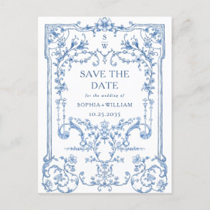 Viktorianische Verziert-Grace Blue-Hochzeit speich Postkarte