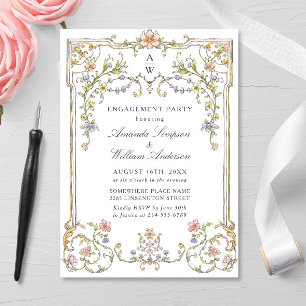 Viktorianische Verziert-Grace-Floral-ENGAGEMENT-Pa Einladung
