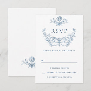 Viktorianische verzierte Anmut Floral staubblaues RSVP Karte