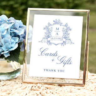 Viktorianische Verzierte blaue Karten und Geschenk Poster