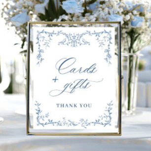 Viktorianische Verzierte blaue Karten und Geschenk Poster