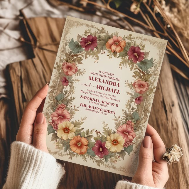 Viktorianische Verzierte Blumenzellenhochzeit Einladung (Von Creator hochgeladen)