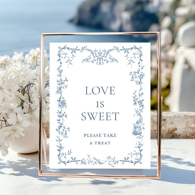 Viktorianische Verzierte Dusty Blue Floral Liebe i Poster (Von Creator hochgeladen)