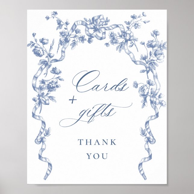 Viktorianische Verzierte Grace Dusty Blue Cards un Poster (Vorne)