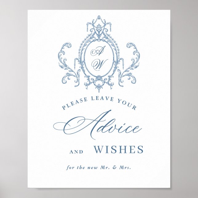 Viktorianische Verzierte Grace Floral Blue Beratun Poster (Vorne)