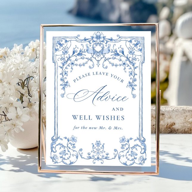 Viktorianische Verzierte Grace Floral Blue Beratun Poster (Von Creator hochgeladen)