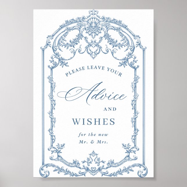 Viktorianische Verzierte Grace Floral Blue Beratun Poster (Vorne)
