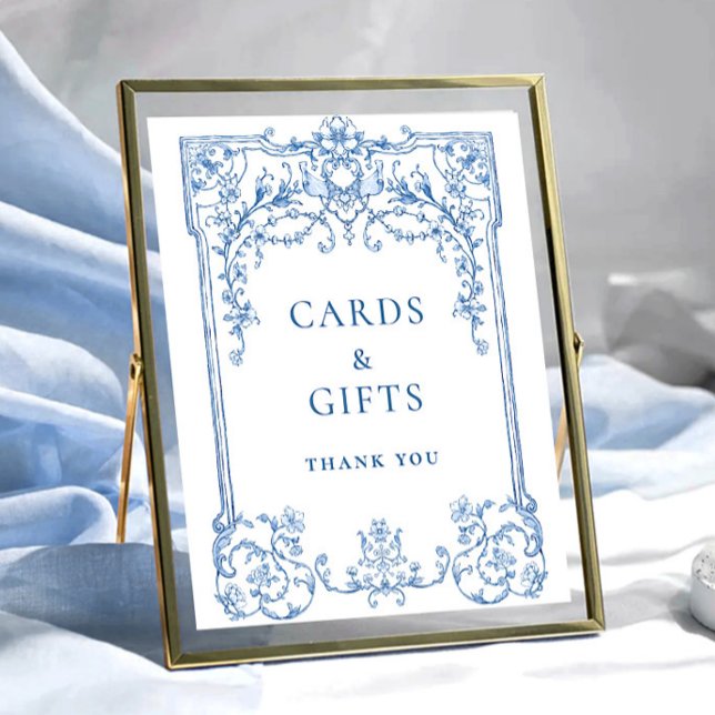 Viktorianische Verzierte Grace Floral Blue Cards u Poster (Von Creator hochgeladen)