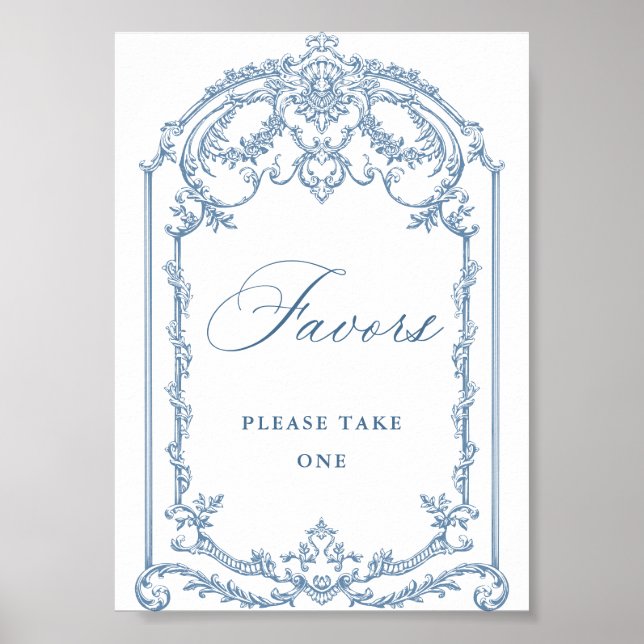 Viktorianische Verzierte Grace Floral Blue Favorit Poster (Vorne)