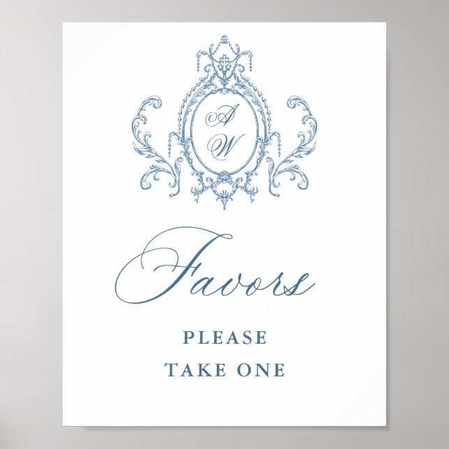 Viktorianische Verzierte Grace Floral Blue Favorit Poster (Vorne)