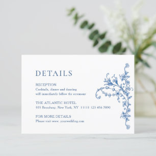Viktorianische Verzierte Grace Floral Blue Hochzei Begleitkarte