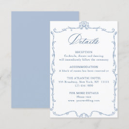 Viktorianische Verzierte Grace Floral Blue Hochzei Begleitkarte