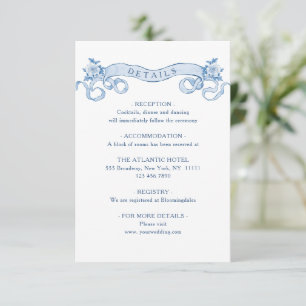Viktorianische Verzierte Grace Floral Blue Hochzei Begleitkarte