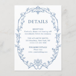 Viktorianische Verzierte Grace Floral Blue Hochzei Begleitkarte