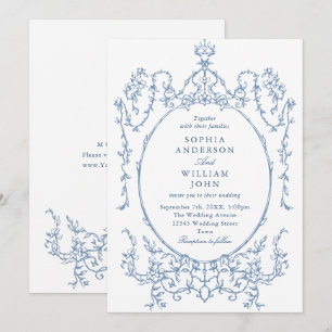 Viktorianische Verzierte Grace Floral Dusty Blue W Einladung