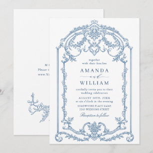 Viktorianische Verzierte Grace Floral Dusty Blue W Einladung