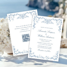 Viktorianische Verzierte Grace Floral Dusty Blue W Einladung