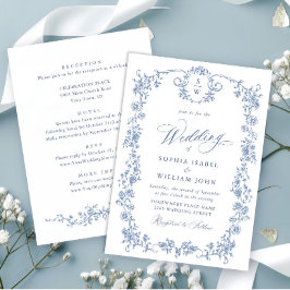 Viktorianische Verzierte Grace Floral Dusty Blue W Einladung
